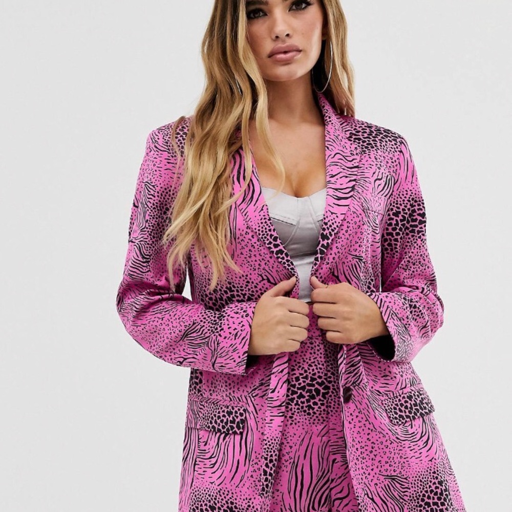 Asos pink animal print blazer